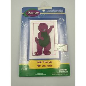 Barney, Hello Friends, Counted Cross Stitch Kit with Frame, Janlynn 16-17/1997